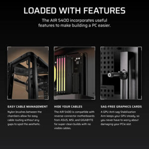 Corsair AIR 5400 RS R ARGB Black H11 Corsair AIR 5400 RS-R ARGB Black - Triple Chamber Mid-Tower PC Case