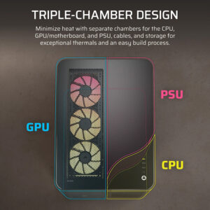 Corsair AIR 5400 RS R ARGB Black H3 Corsair AIR 5400 RS-R ARGB Black - Triple Chamber Mid-Tower PC Case