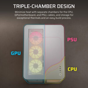 Corsair AIR 5400 RS R ARGB White H3 Corsair AIR 5400 RS-R ARGB White - Triple Chamber Mid-Tower PC Case