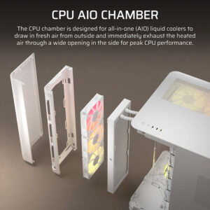 Corsair AIR 5400 RS R ARGB White H4 Corsair AIR 5400 RS-R ARGB White - Triple Chamber Mid-Tower PC Case