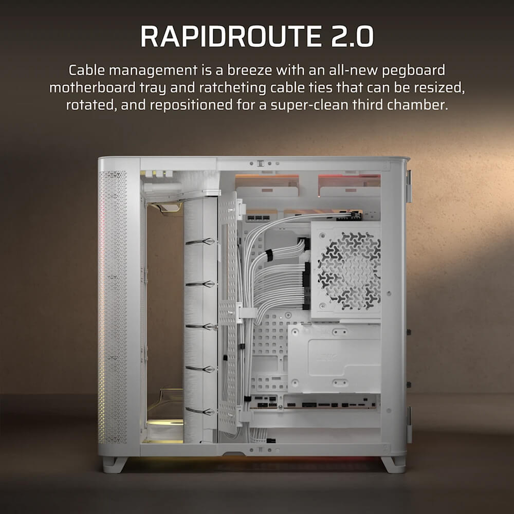 Corsair AIR 5400 RS R ARGB White H7 Corsair AIR 5400 RS-R ARGB White - Triple Chamber Mid-Tower PC Case - Ảnh 7