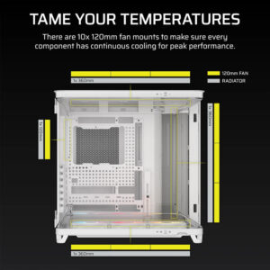 Corsair AIR 5400 RS R ARGB White H9 Corsair AIR 5400 RS-R ARGB White - Triple Chamber Mid-Tower PC Case