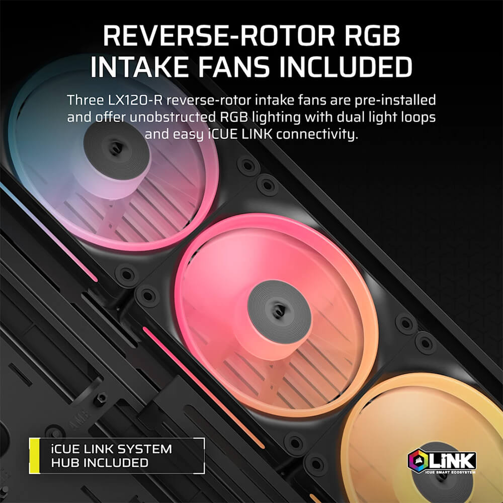 Corsair FRAME 4500X LX R RGB iCUE LINK Panoramic Black H4 Corsair FRAME 4500X LX-R RGB iCUE LINK Black - Panoramic Glass Mid-Tower PC Case - Ảnh 4