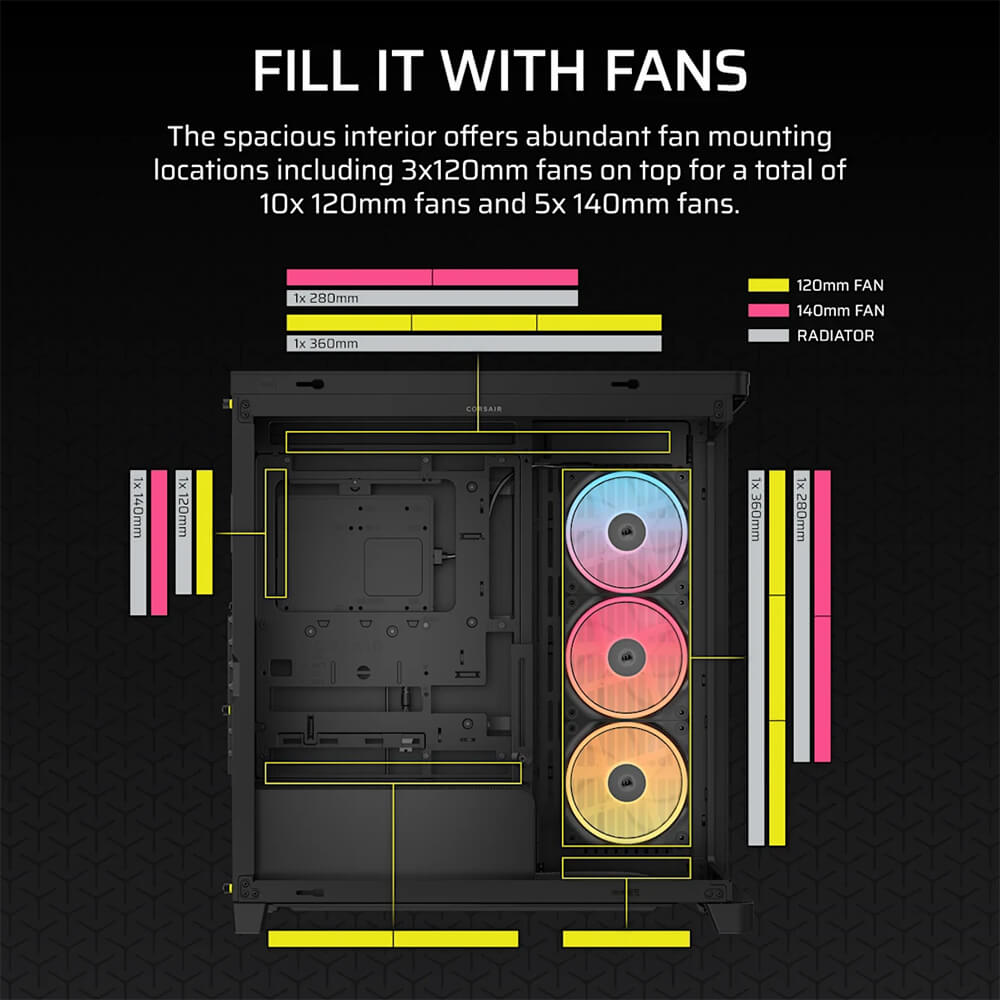 Corsair FRAME 4500X LX R RGB iCUE LINK Panoramic Black H6 Corsair FRAME 4500X LX-R RGB iCUE LINK Black - Panoramic Glass Mid-Tower PC Case - Ảnh 6