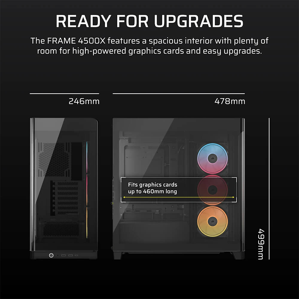 Corsair FRAME 4500X LX R RGB iCUE LINK Panoramic Black H9 Corsair FRAME 4500X LX-R RGB iCUE LINK Black - Panoramic Glass Mid-Tower PC Case - Ảnh 9