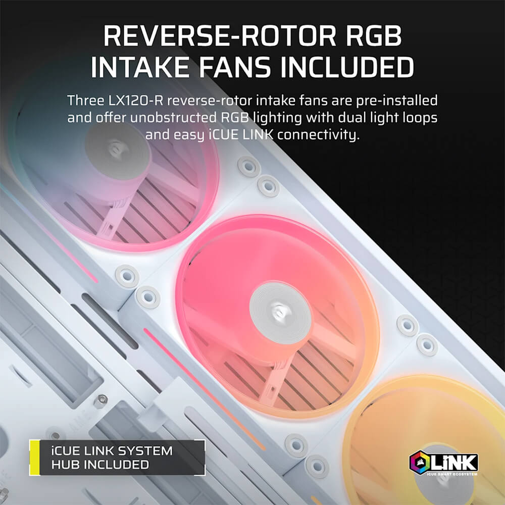 Corsair FRAME 4500X LX R RGB iCUE LINK Panoramic White H4 Corsair FRAME 4500X LX-R RGB iCUE LINK White - Panoramic Glass Mid-Tower PC Case - Ảnh 4