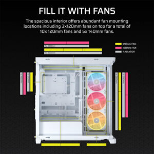Corsair FRAME 4500X LX R RGB iCUE LINK Panoramic White H6 Corsair FRAME 4500X LX-R RGB iCUE LINK White - Panoramic Glass Mid-Tower PC Case
