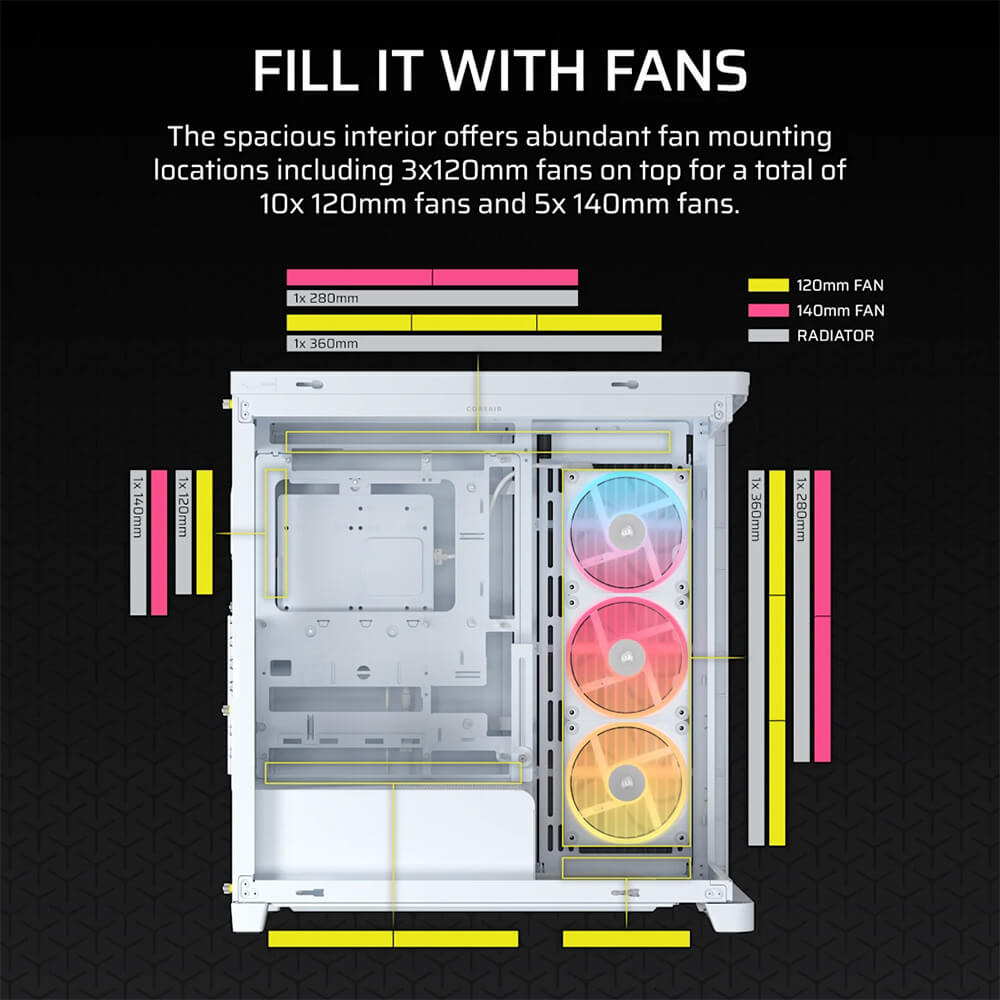 Corsair FRAME 4500X LX R RGB iCUE LINK Panoramic White H6 Corsair FRAME 4500X LX-R RGB iCUE LINK White - Panoramic Glass Mid-Tower PC Case - Ảnh 6