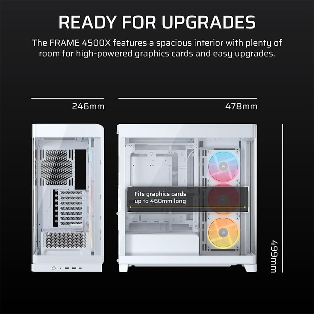 Corsair FRAME 4500X LX R RGB iCUE LINK Panoramic White H9 Corsair FRAME 4500X LX-R RGB iCUE LINK White - Panoramic Glass Mid-Tower PC Case - Ảnh 9