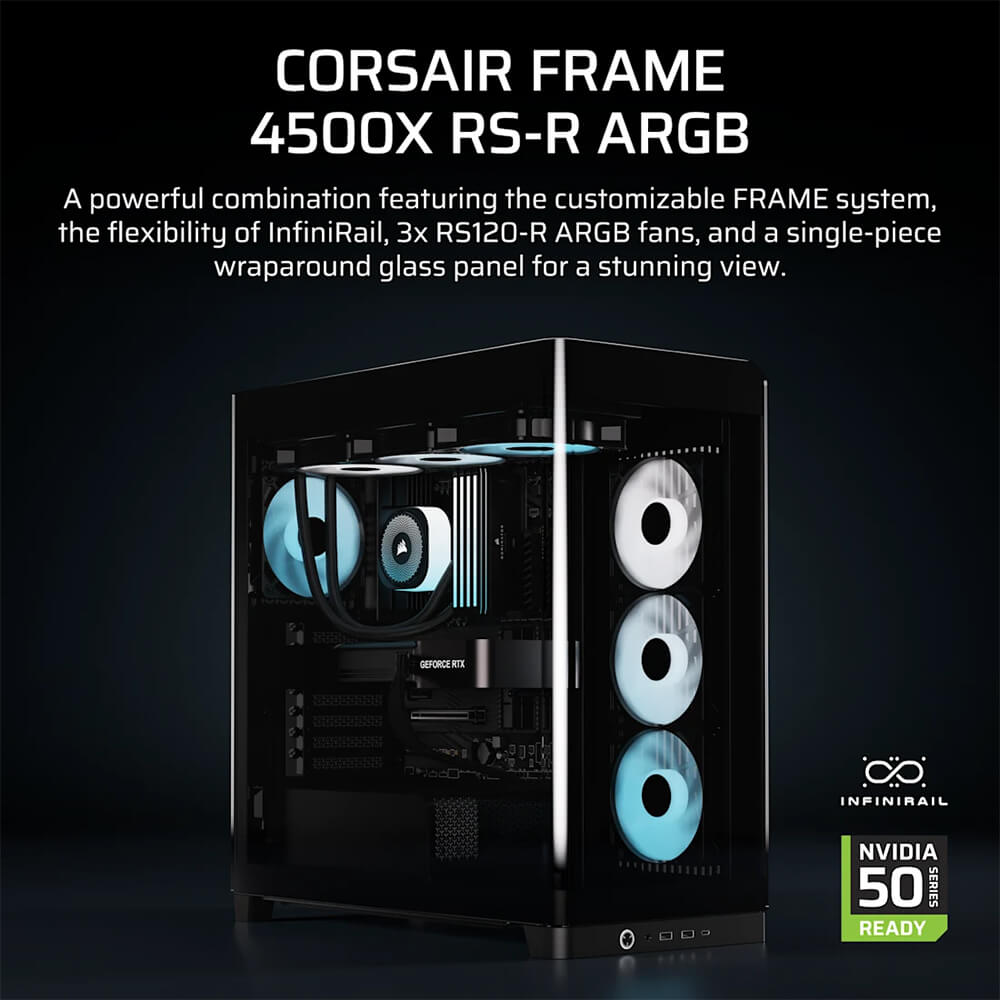 Corsair FRAME 4500X RS R ARGB Panoramic Black H2 Corsair FRAME 4500X RS-R ARGB Black - Panoramic Glass Mid-Tower PC Case - Ảnh 2