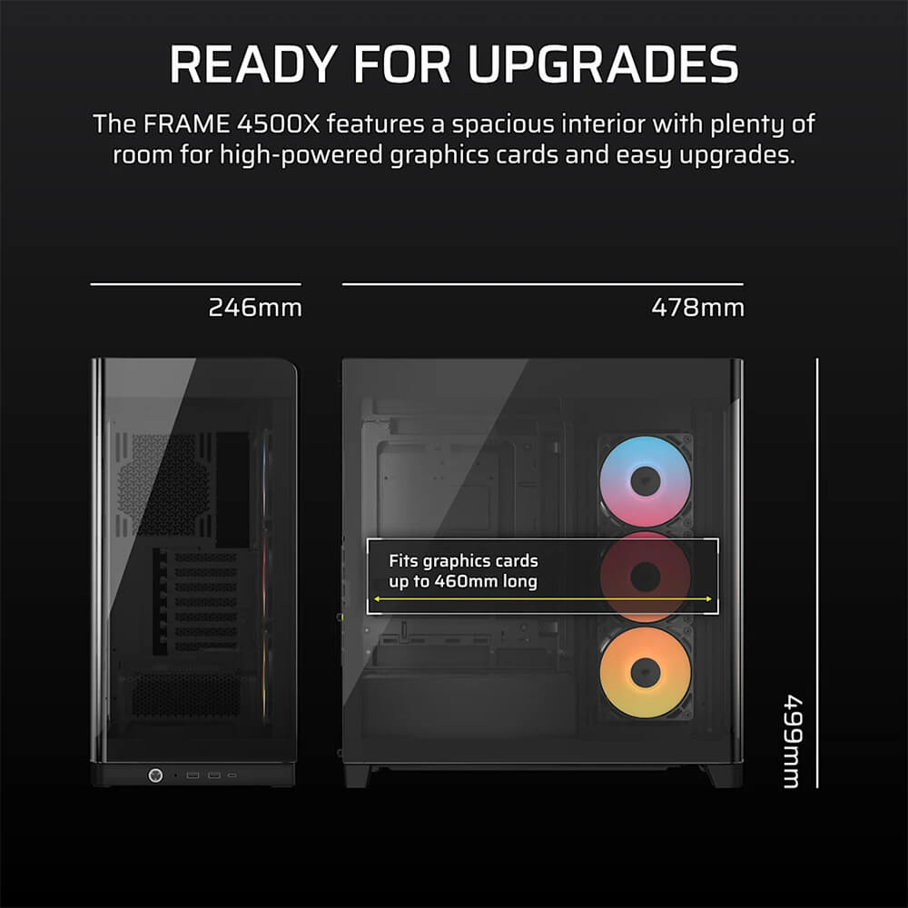 Corsair FRAME 4500X RS R ARGB Panoramic Black H9 Corsair FRAME 4500X RS-R ARGB Black - Panoramic Glass Mid-Tower PC Case - Ảnh 9