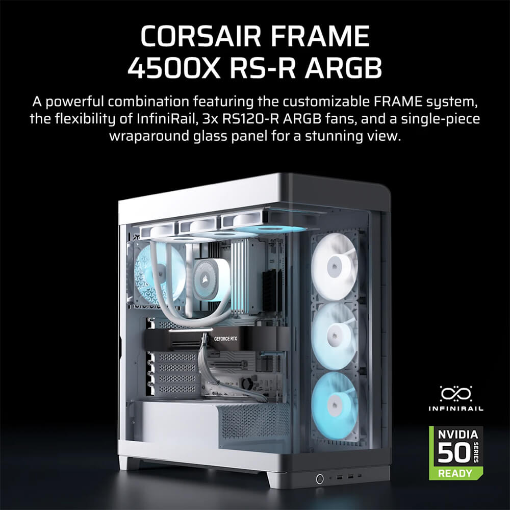 Corsair FRAME 4500X RS R ARGB Panoramic White H2 Corsair FRAME 4500X RS-R ARGB White - Panoramic Glass Mid-Tower PC Case - Ảnh 2