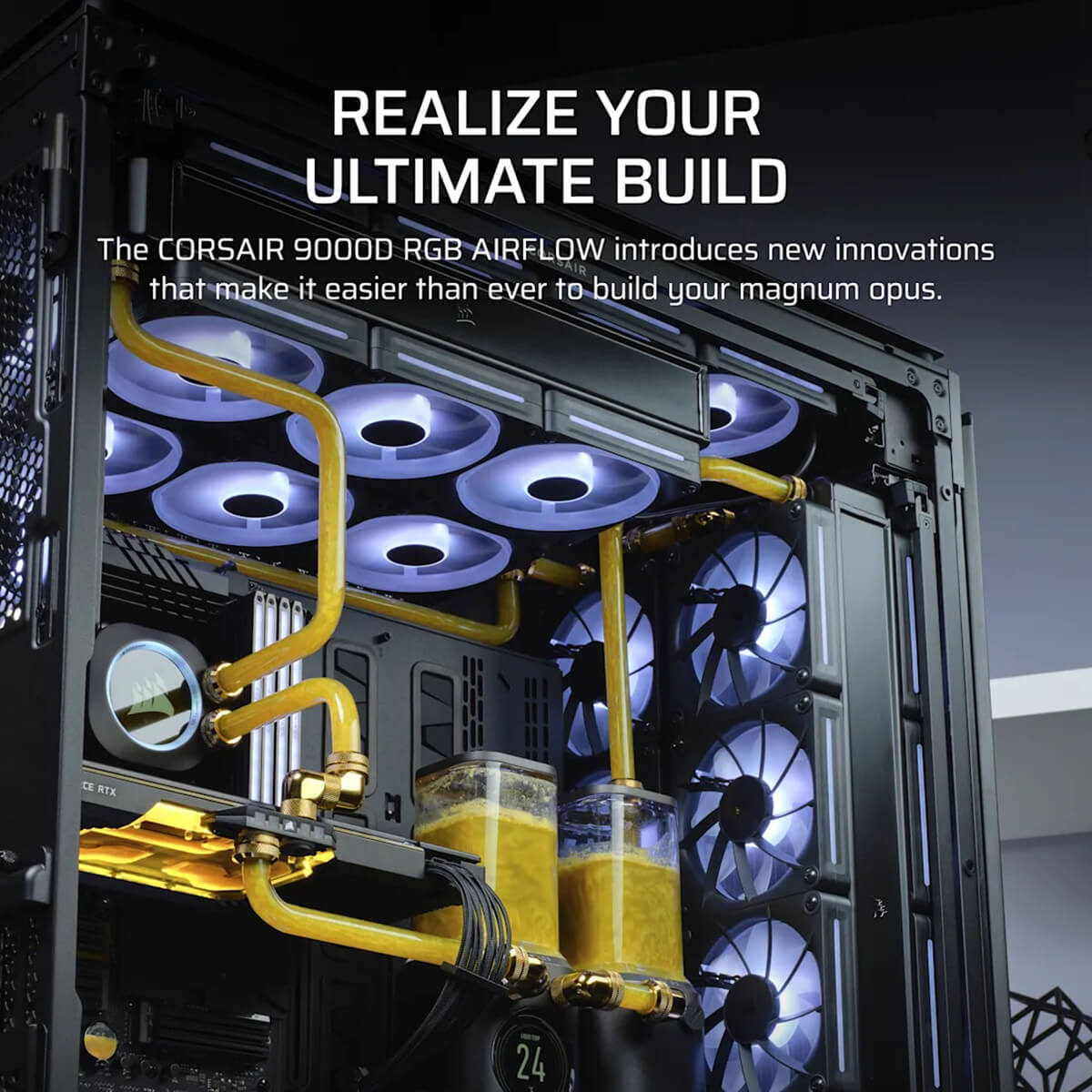 Corsair iCUE LINK 9000D AIRFLOW TG Super Tower Black Full Tower SSI EEB Case H7 Corsair iCUE LINK 9000D AIRFLOW TG Super-Tower Black - Full-Tower SSI-EEB Case - Ảnh 7
