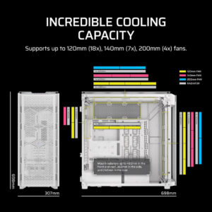 Corsair iCUE LINK 9000D AIRFLOW TG Super Tower White Full Tower SSI EEB Case H8 Corsair iCUE LINK 9000D AIRFLOW TG Super-Tower White - Full-Tower SSI-EEB Case - Ảnh 8