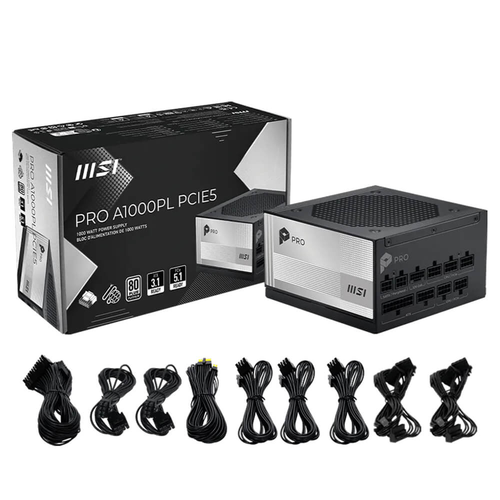 MSI PRO A1000PL PCIE5 H5 MSI PRO A1000PL PCIE5 - 1000W 80Plus Platinum - Fully Modular - Support PCIe Gen 5.1 Graphics Card - Ảnh 5