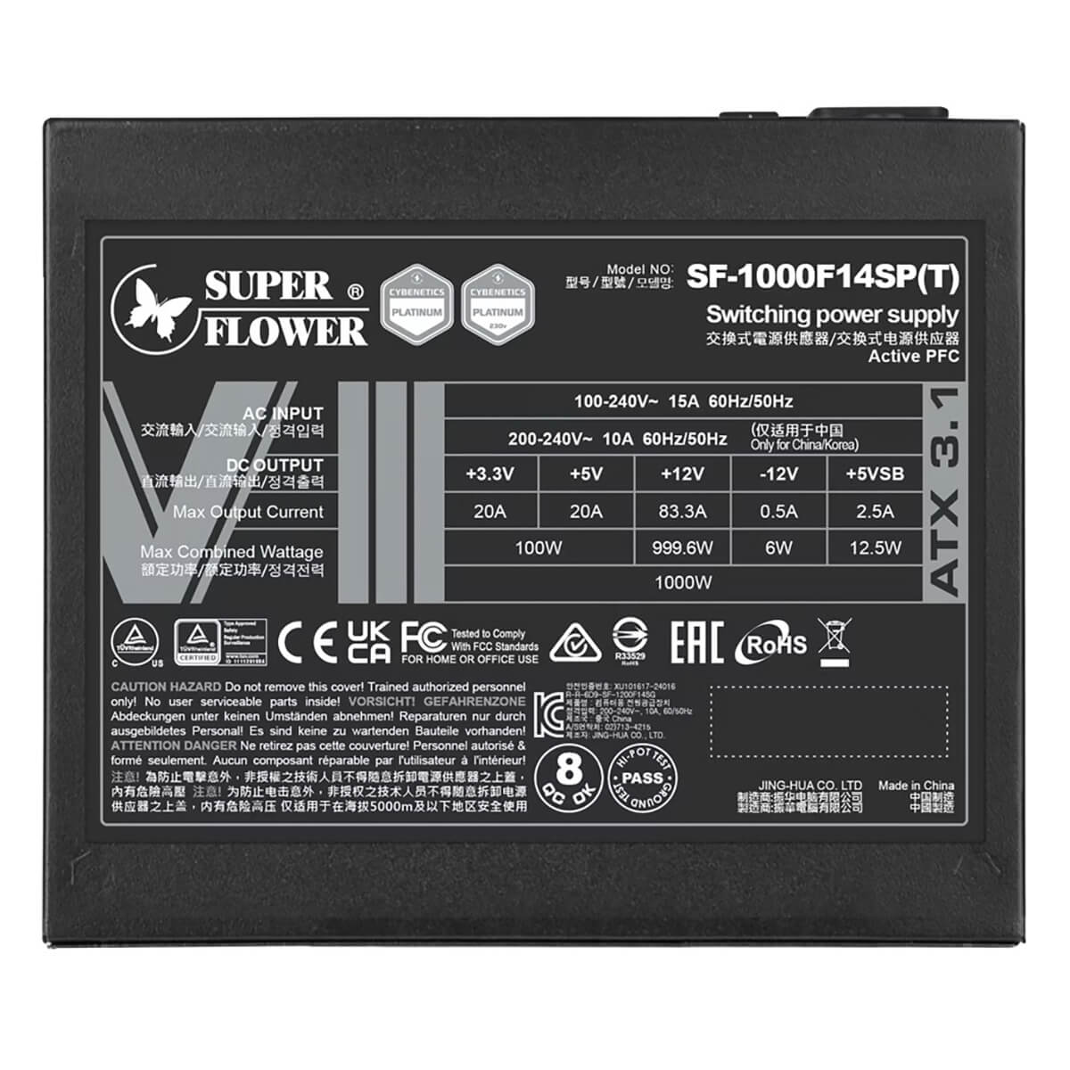 Super Flower LEADEX VIII Platinum PRO 1000W ATX 3.1 1000W 80 Plus Platinum Full Modular PSU H5 Super Flower LEADEX VIII Platinum PRO 1000W - ATX 3.1 - 1000W Cybenetics Platinum - Full Modular PSU - Ảnh 5