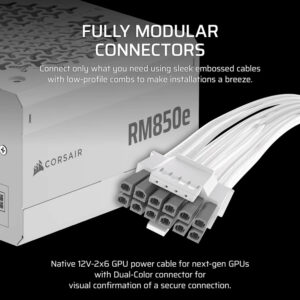 Corsair RM850e White - ATX 3.1 & PCIe 5.1 - 850W Cybenetics Gold - Fully Modular Low-Noise ATX Power Supply - Ảnh 6