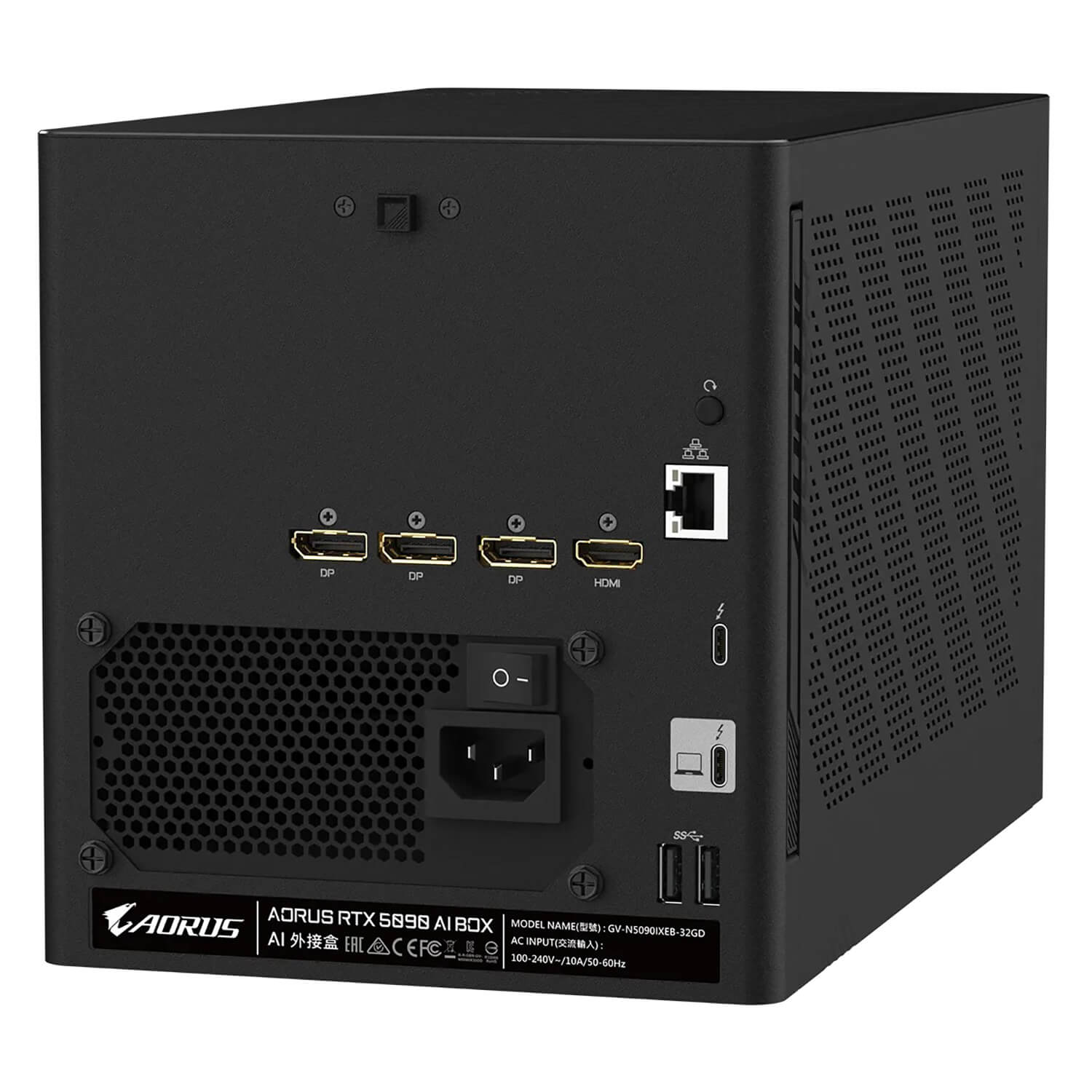 Gigabyte AORUS GeForce RTX™ 5090 AI BOX 32GB GDDR7 eGPU Thunderbolt™ 5 H4 Gigabyte AORUS GeForce RTX™ 5090 AI BOX 32GB GDDR7 - eGPU Thunderbolt™ 5 - Ảnh 4