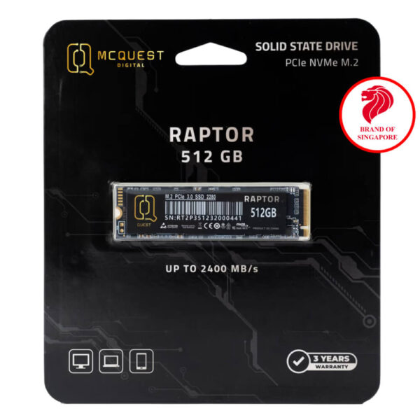 MCQuest Raptor 512GB H2 MCQuest RAPTOR 512GB - NVMe PCIe Gen 3x4 SSD