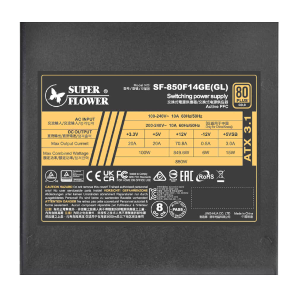SuperFlower Leadex III 850W ATX 3.1 80 Plus Gold SF 850F14GE GL H8 SuperFlower Leadex III 850W ATX 3.1 - 80 Plus Gold - Full Modular PSU (SF-850F14GE-GL) - Ảnh 8