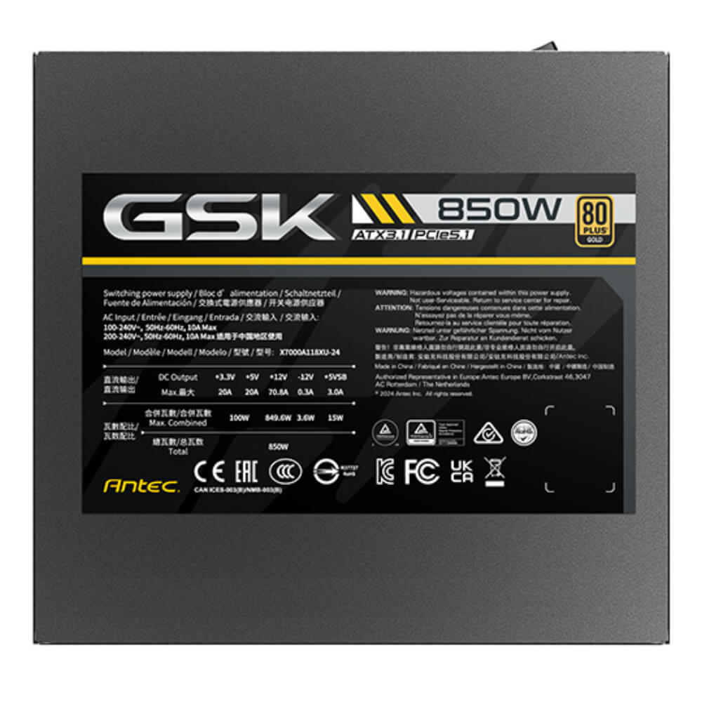 Antec GSK 850W H6 Antec GSK 850 - 850W 80 Plus Gold - ATX 3.1 & PCIe 5.1 Full-Modular PSU - Ảnh 6