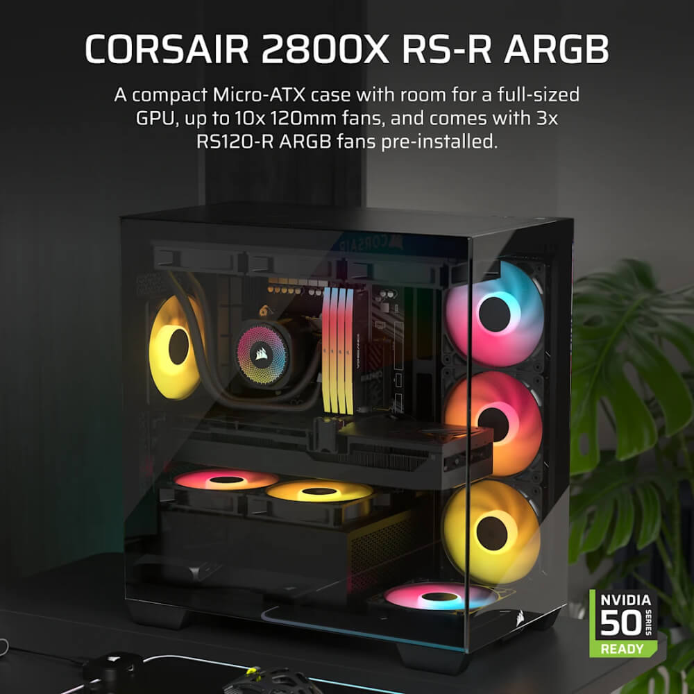Corsair 2800X RS R ARGB Black H2 Corsair 2800X RS-R ARGB Black - Micro-ATX PC Case - Ảnh 2