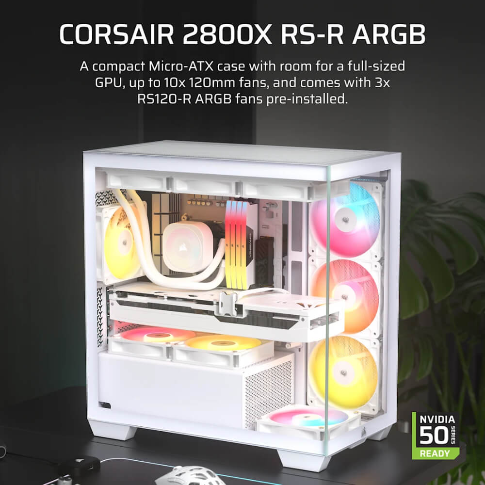 Corsair 2800X RS R ARGB White H2 Corsair 2800X RS-R ARGB White - Micro-ATX PC Case - Ảnh 2