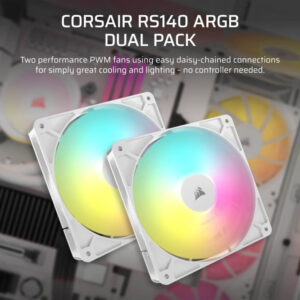 Corsair RS140 ARGB White - 140mm PWM Fans - Dual Pack - Ảnh 2
