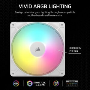 Corsair RS140 ARGB White - 140mm PWM Fans - Dual Pack - Ảnh 6